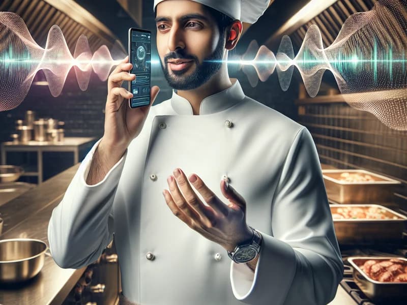Chef creating menu by voice with AI