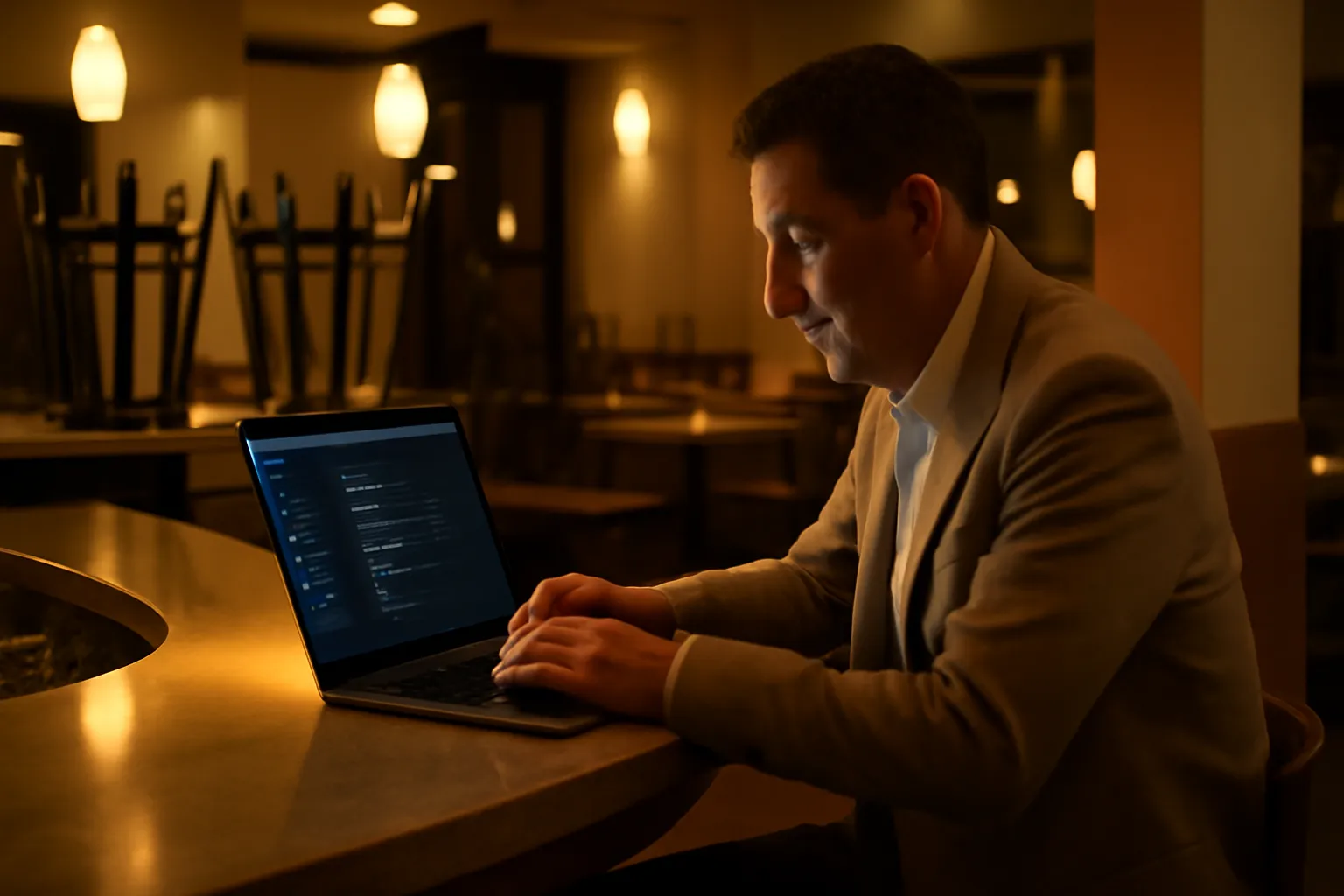Menu digitale in modalità scura per lavorare meglio di notte