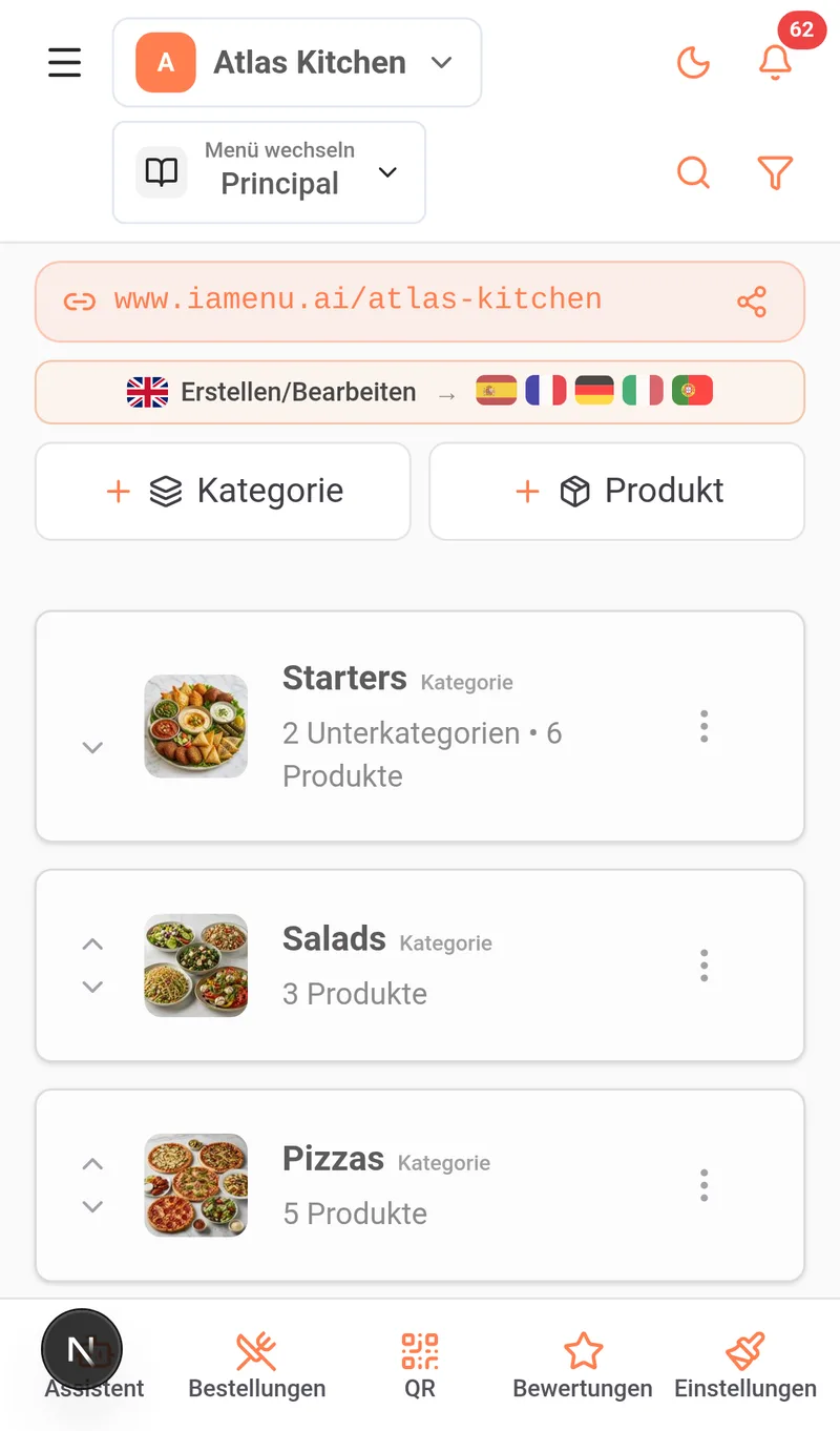 Gaston Chat auf dem Handy mit dem Banner zum Verbinden von WhatsApp
