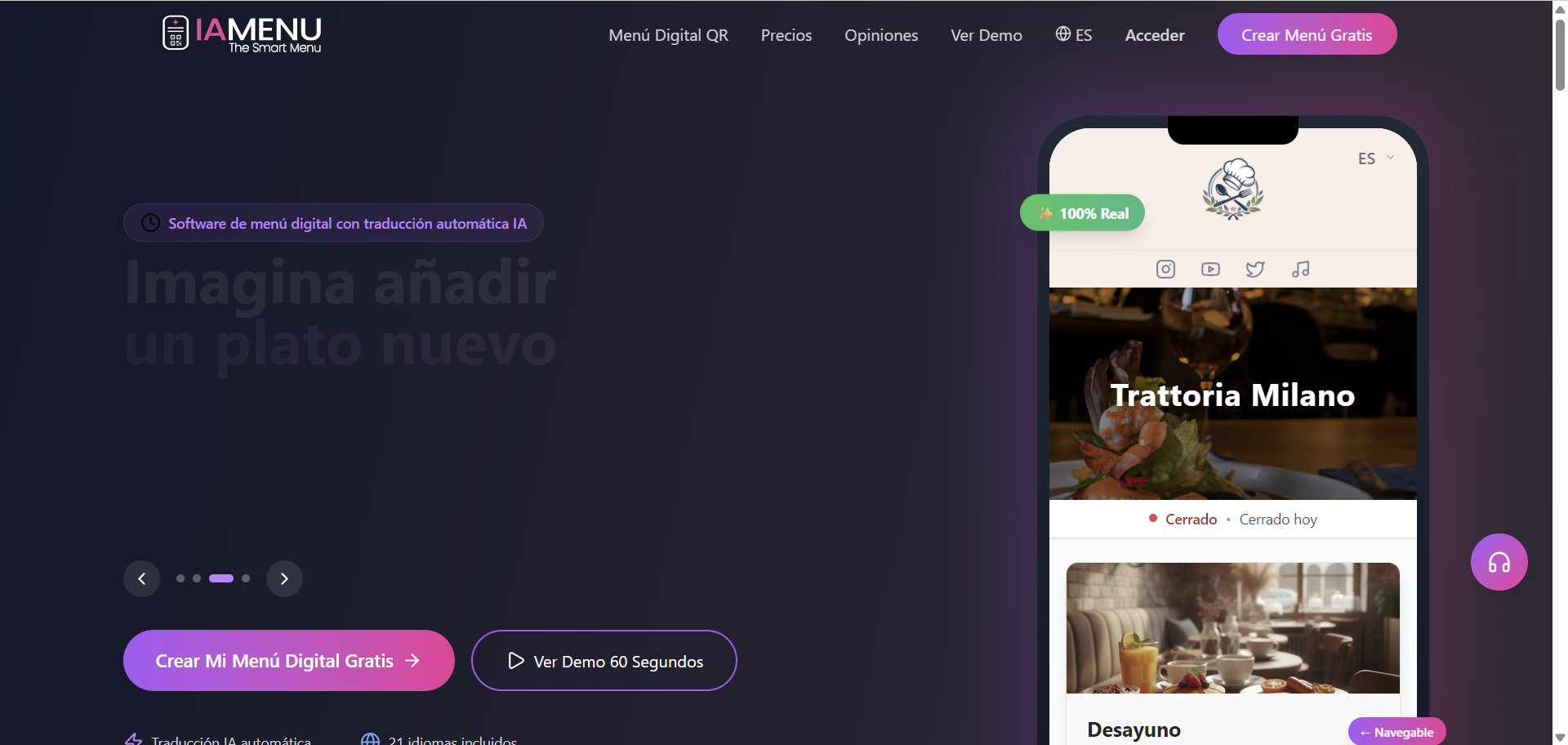 Écran de connexion de iaMenu sur bureau avec bouton Google et formulaire email