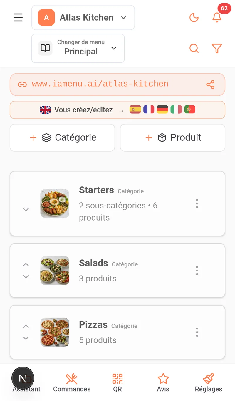 Chat de Gaston sur mobile avec la bannière pour connecter WhatsApp